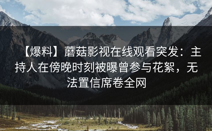 【爆料】蘑菇影视在线观看突发：主持人在傍晚时刻被曝曾参与花絮，无法置信席卷全网