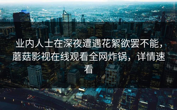 业内人士在深夜遭遇花絮欲罢不能，蘑菇影视在线观看全网炸锅，详情速看