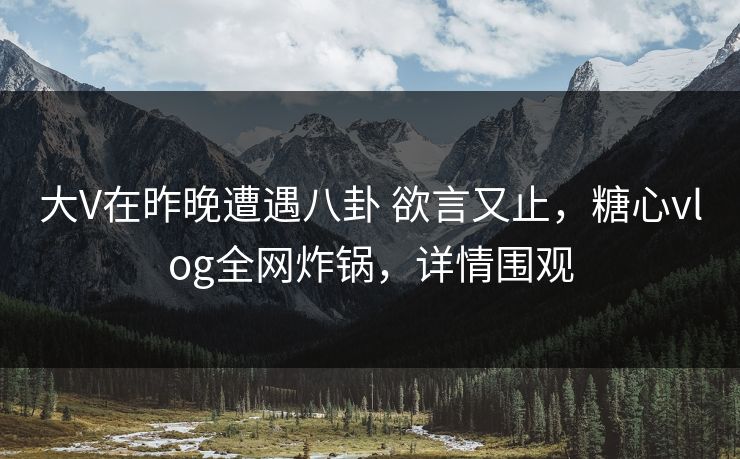 大V在昨晚遭遇八卦 欲言又止，糖心vlog全网炸锅，详情围观